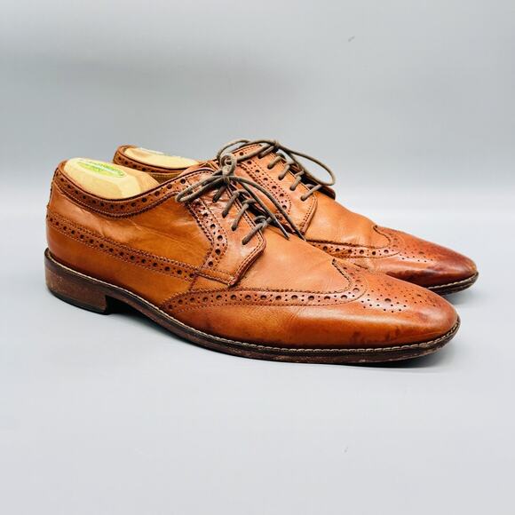 Cole Haan Shoes Mens 10 Light Brown Leather Grand OS Wingtip Oxford Dress Brogue main image 10
